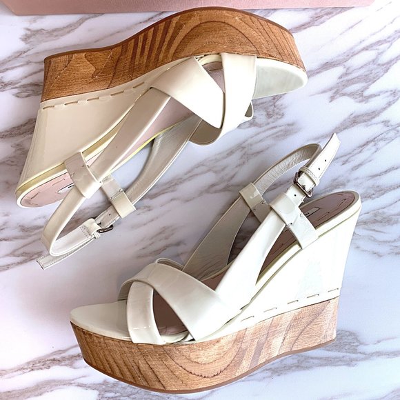 Miu Miu White Patent Leather Platform Sandals DIY - Picture 4 of 8